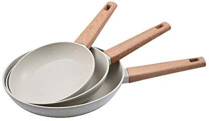 BERGNER Naturally | Juego de 3 sartenes antiadherentes | 18, 22 y 26 cm de diámetro | de aluminio forjado | Juego de sartenes | Apto para todos los entornos de cocina