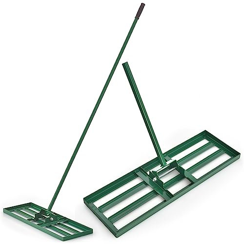COSTWAY Râteau de Nivellement de Pelouse 75 x 25 cm, Râteau de Jardin en Métal avec Poignée Ergonomique, Outil de Niveau de Pelouse pour Jardin CourTerrain de Golf Ferme