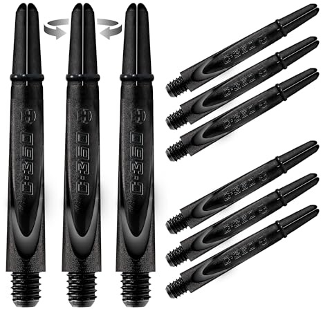 Harrows Lot de 3 jeux de tiges de fléchettes en carbone 360 – 9 tiges de fléchettes au total – Disponible en 3 tailles – Composite de carbone robuste – Noir Midi