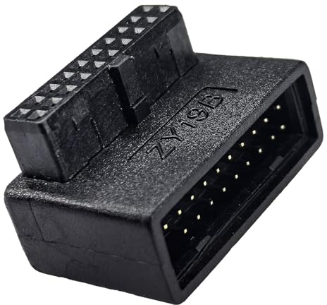 WLGQ Adattatore USB 3.0 ad angolo retto di 90 gradi 19/20 pin maschio a femmina, per una gestione semplificata dei cavi e assemblaggio del PC senza sforzo (B)