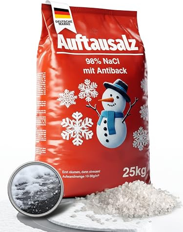 Auftausalz oder Streusalz 25kg ist der perfekte Schnee Salzstreuer - Schützen Sie Ihre Liebsten! Unser Winterstreumittel sichert Ihre Wege im Winter | Streugut aus 98% Nacl | Natureflix (25 kg)