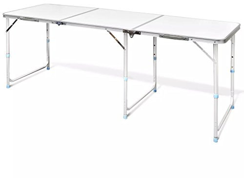 Iiaky Tavolo da Campeggio Pieghevole Alluminio Regolabile 180x60 cm,Tavolo Pieghevole Rettangolare Multifunzione Con Piano E Struttura Richiudibile Salvaspazio,Per Arredo Esterno,Interno,Giardino,Terr