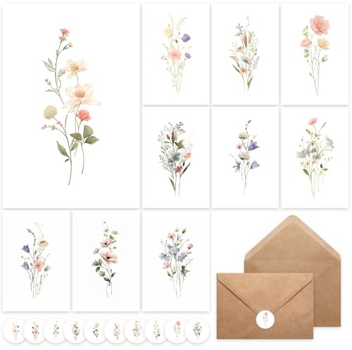 XXINMOH 100 PACK Blank Cards with Envelopes, Blank Greeting Cards 4x6, Beautiful Blank Greeting Cards, Elegant Floral Note Cards with Peel-and-Seal Envelopes, Empty Stationary Set For All Occasions
