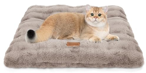Nobleza Katzenbett Flauschig und Weich, Verdickte Katzendecke für Katzen Waschbar Rutschfestes, Hundebett für Kleine Hunde und Katzen, 50 x 40 x 8 cm, Braun