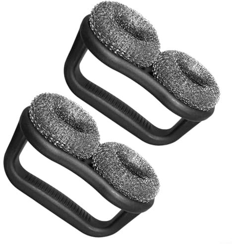 Sumsoctober Juego de limpiador de parrilla de barbacoa de bola de acero, herramientas de limpieza rápidas y eficientes para cocinar al aire libre con mango