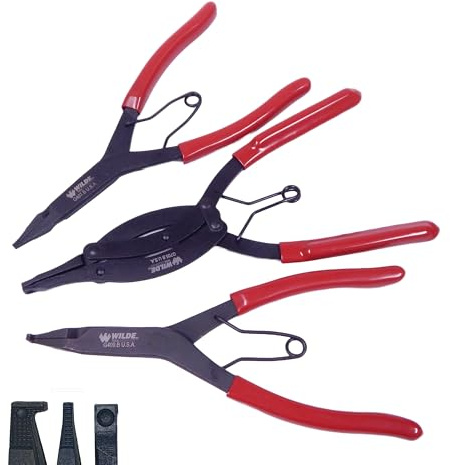 Wilde 3pc Lock Ring Pliers Set Compound Right Angle 90 Straight Black Oxide USA