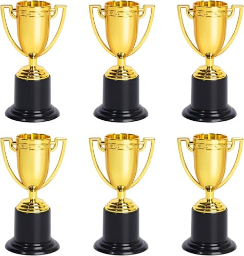 WEITAPYT 6 Stück Pokale Trophäen, Mini Goldene Trophäen für Kinder Kunststoff Mini Gewinner Pokale für Party Favors Mitgebsel beim Kindergeburtstag Wettbewerbe Sportturniere Belohnung