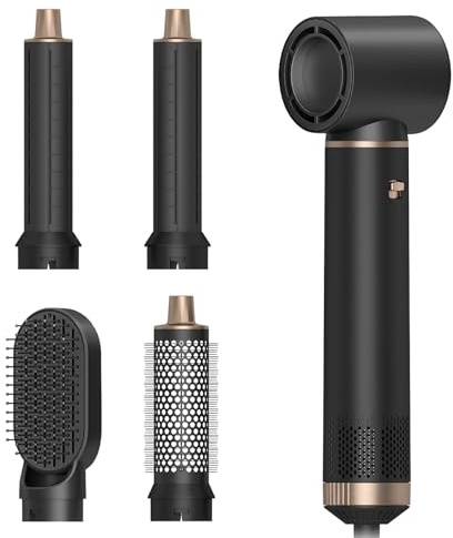 Flex Style Hair 5 in 1 Hairstyler 1000W Set Mit Rundbürstenföhn und Lockenstab Automatisch Zum Trocknen, Glätten, Locken.
