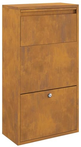 vidaXL Paketbox med lagring Rostig 44 x 22 x 82 cm Väderbeständig stål
