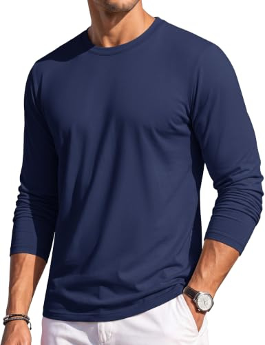 TACVASEN Mens Shirts Long Sleeve Lightweight Cotton Casual T Shirt Classic