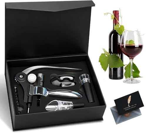 Tire Bouchon,Ouvre-bouteilles de Vin,Set Tire Bouchons Sommelier,Kit de Ouvre Bouteille,Sommelier Kit,Ensemble Cadeau D'accessoires pour Le Vin avec Coffret,Cadeaux et Amateurs de Vins