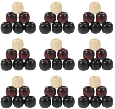 ELAYARD 60 Stück Große Lochperlen Dreadlock Haarschmuck 8mm Holzperlen für Flechtfrisuren Selbstgemacht Schmuckherstellung Leichtes Zubehör für Zöpfe und Armbänder