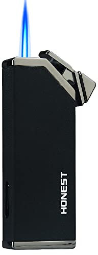 PROMISE Jet Torch Lighter, Single Flame Windproof Lighter Adjustable Jet Flame for BBQ, Candle, Men Gifts (Black)