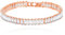 Uloveido Rose Gold Plated Rectangular Crystal Tennis Bracelet Rectangle CZ Eternity Bracelet for Women Y1789 (Rose Gold-White-17cm)