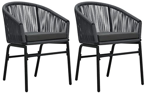 Tidyard 2 st. Trädgårdsstolar bistro-set balkonststolar trädgårdsstol balkongstol biststol terrass matstolar stol stolar balkongmöbler terrassmöbler trädgårdsmöbler antracit PE-rotting