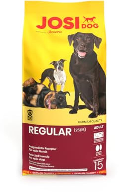 JosiDog Regular (1 x 15 kg) | Adult | Premium Trockenfutter für ausgewachsene Agile Hunde | glutenfrei | Alleinfutter mit 80% tierischem Protein | Powered by JOSERA | 1er Pack