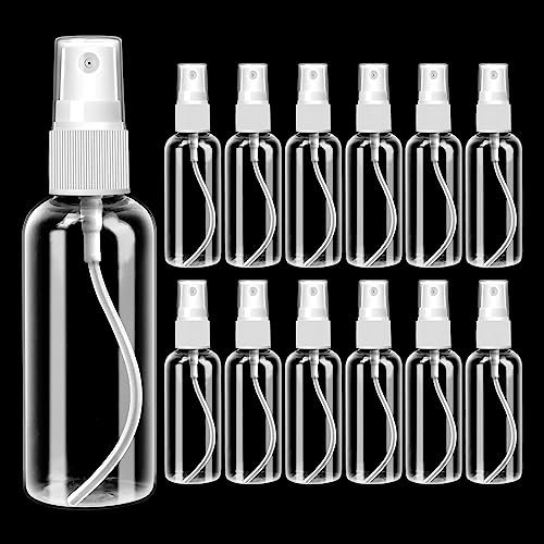 Chmejia 12 Stück Sprühflasche Kleine 50ml Leere Sprühflaschen Zum Befüllen Parfümzerstäuber Sprayflasche Transparent Kunststoff Zerstäuber für Flüssige Kosmetika Wasser Alkohol