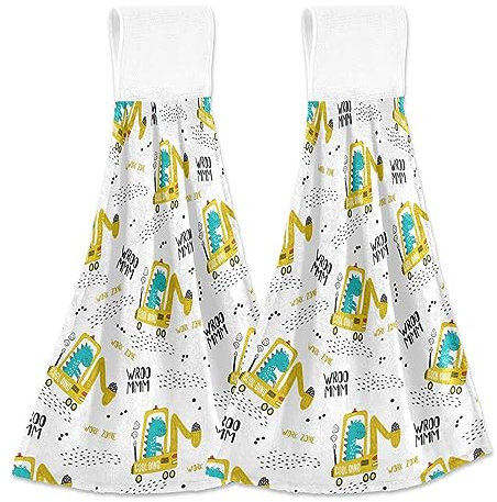 Dino Bagger Arbeitshandtuch mit Aufhängeschlaufe 2-teilig Handtuch Schlingenhandtuch Bad Deko