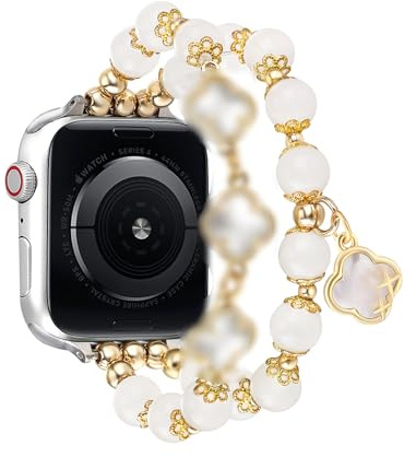 Wingoden Beaded armband kompatibelt med Apple Watch Band 38 mm 40 mm 41 mm 42 mm 44 mm 45 mm 49 mm dam herr, naturlig sten stretchy Apple Watch Strap för iWatch Band Series 9, 8, 7, 6, 5, 4, 3, 2, 1