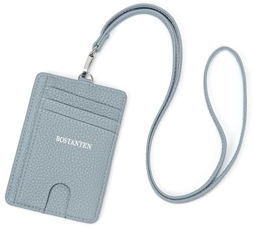 BOSTANTEN Kreditkartenetui Damen PU Leder Geldbörse Damen Klein RFID Schutz Kartenetui Frauen Geldbeutel Slim Portemonnaie Mit Schlüsselband,Blau