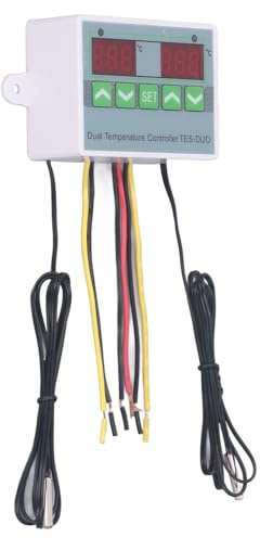 Temperature Controller, Waterproof Digital Temperature Controller, Dual Thermostat Controller, Reptile Thermostat for Reptile, for Refrigerator, Freezer, for Keeping Pets (DC12V)