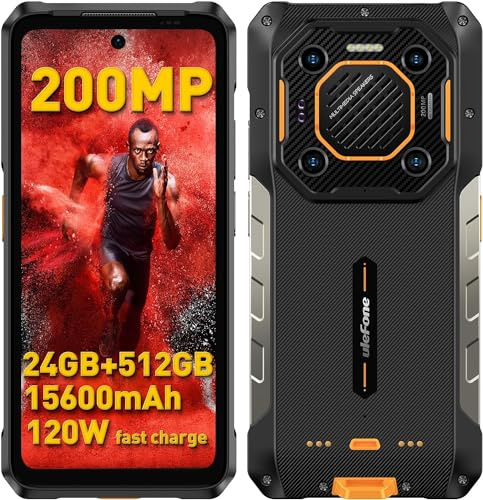 Ulefone Armor 26 Ultra Téléphone Portable Incassable 5G, Caméra 200MP+64MP+50MP, téléobjectif 3,2X, 24Go + 512Go Android 13, 15600mAh Batterie/120W Smartphone Incassable, 6,78 FHD+ 120 Hz 121 dB Noir