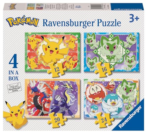 Ravensburger Pokemon 4 in a Box Jigsaw Puzzles for Kids Age 3 Years Up - 12, 16, 20 & 24 Pieces
