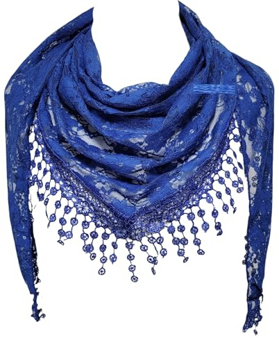 GFM® Sommar triangel triangulär spetsscarf med blommönster (TRI-A), Tri-300-kungsblå, S