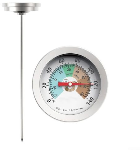 HpLive Termometro per compost, termometro da per terra, termometro da giardino, compost, con quadrante in acciaio, sonda estesa in acciaio (lombrichi)