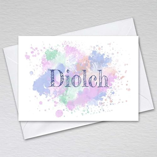 Pack of 20 Diolch Note Cards with Envelopes A6 Non-Folded Postcards for Weddings, Birthdays, Businesses Welsh Language Thank You Cards: Watercolour Diolch Cards (Pack of 20 with Envelopes)