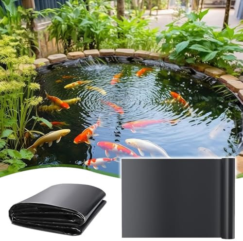 Teichplane, Teichfolie 2x2m, 2x3m, 3x3m, 6x8m, Schwimmteichfolie Folie für Gartenteich, Stärke 0.5mm, Fisch und Pflanzenfreundlich, für Fischteiche Brunnen Wassergarten(Size:1x2m(3.2x6.5ft))
