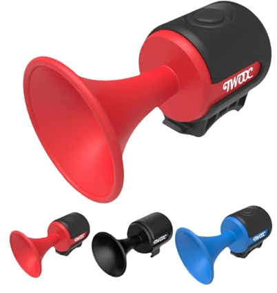 Electric Bike Horn, 120dB Compact Lightweight Electric Bicycle Bell Operated/IPX4 Waterproof Effortless Quick Install for Adults Tricycle Bells & Kids' Bikes (Red)