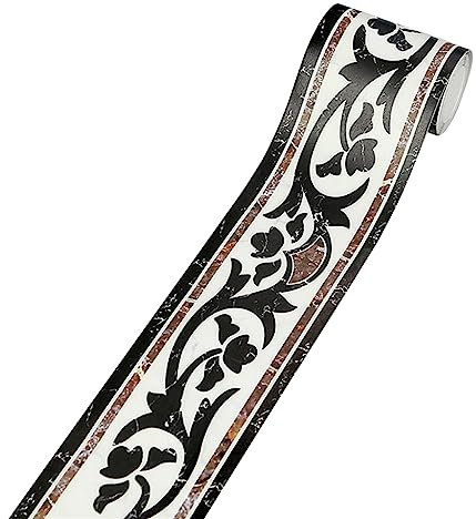 Haiki Borde de papel tapiz extraíble con patrón 3D, pegatinas para zócalo para cocina, baño, borde de pared impermeable