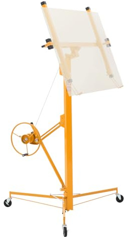 VEVOR Sollevatore per Pannello Cartongesso Altezza max. 4,88 m, Portata 68 kg, con Braccio Telescopico Regolabile da 1,2 a 2,9 m, Ruote Bloccabili, Supporto Sollevamento per Soffitto