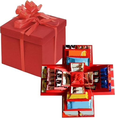 Caja de regalo de explosión DIY, caja de explosión de 5 capas para snacks con cinta y lazo, cajas para scrapbooking, álbum de fotos, regalos con fotos, regalo sorpresa creativo para aniversario