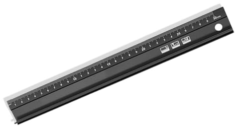 fKiZanthene 30cm Metal Ruler for Cutting with Non-Slip Safety Edge, Aluminium Straight Edge Ruler with Laser Engraved Scale, Precision Measuring Tool for School and Home Desk