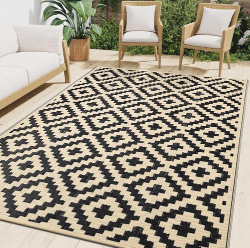smiry Alfombra para exteriores, impermeable, resistente a los rayos UV, para patio al aire libre, alfombra reversible de paja de plástico, para balcón, camping, picnic, patio, 120 x 180 cm, color