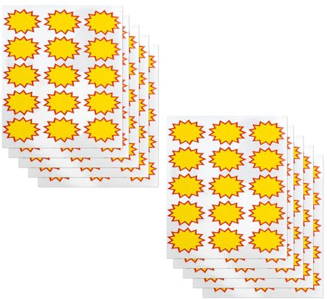 Nivofu 10 Feuilles 150 Autocollants Étiquettes de Prix en Forme d'Étoile 7,6 x 5 cm, Convient pour Magasin, Supermarché et Marché aux Puces