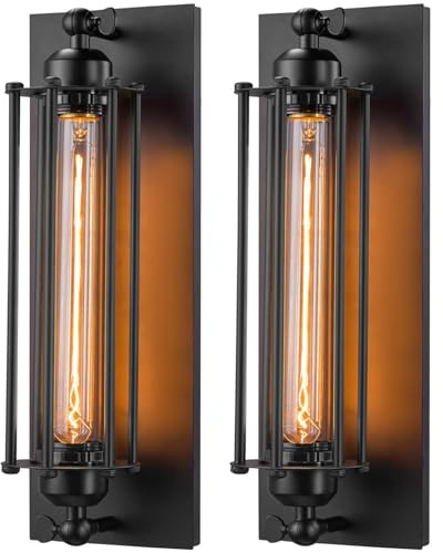 Licperron Sconces Wall Lighting, Industrial Black Wall Sconces Antique Wall Light Fixtures for Bedside, Bar, Restaurant, Hallway, Indoor&Outdoor Decor, E26 & E27 Bar Lights, UL Approval, 2 Pack