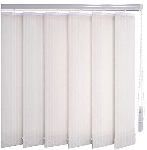 Sonnenschutz-HH® - Lamellenvorhang weiß Leinenoptik mit Streifen lichtdurchlässig - Breite 220 cm x 230 cm Höhe - Lamellenbreite 127mm Vertikaljalousie Vertikalanlage Schiebevorhang