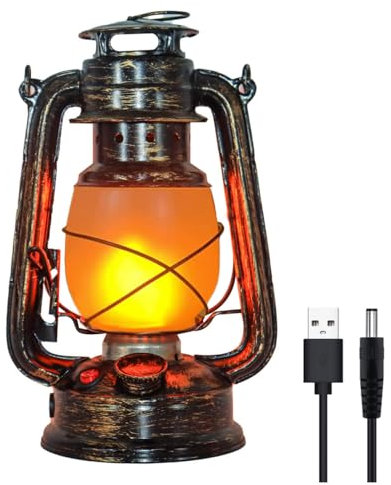 ACMHNC Lanterne da Esterno Vintage, Lampada da Tavolo Senza Fili Ricaricabile LED Lanterna da campeggio giardino Nostalgia Lanterna Batteria, Effetto Fiamma, Per Ristorante, Cortile, Portico
