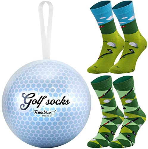 Rainbow Socks - Balle De Golf Avec Chaussettes De Golf À L'intérieur - 2 Paires De Chaussettes - Taille 41-46