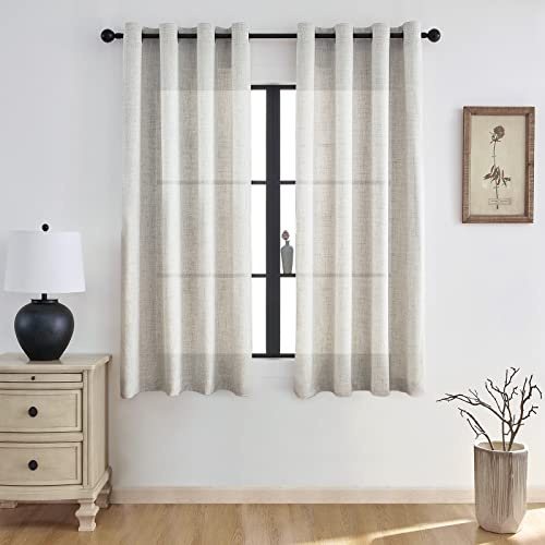 Melodieux Voile Tende per Interni per Camera da Letto Soggiorno sara Naturale, 140 x 225 cm