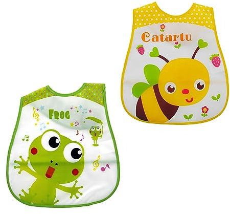 2 Stück Baby Lätzchen Abwaschbar wasserdicht Baby Lätzchen Für Kleinkinder von Maschinenwaschbar und verstellbarer Seitenverschluss ideal für die Reise Lätzchen