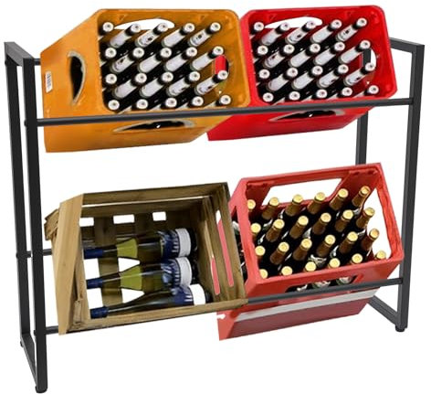HarBin-Star Estantería para cajas de bebidas, estantería de metal que ahorra espacio, estantería sólida para bebidas independiente y estable, soporte para cajas de bebidas, 104 x 32 x 82 cm, color