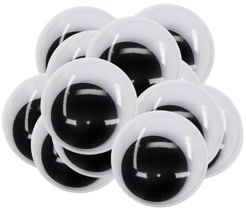 TOAOB 20 Pièces 40mm Yeux Mobiles Autocollants Adhésifs en Plastique Wiggle Eyes Ronds Noir Blanc pour Scrapbooking Artisanat Accessoires DIY Craft Poupées Décorations Handicraft