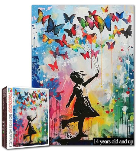 Tucocoo Adult Butterfly Puzzle, 1000 Pieces, Banksy Street Art Style Puzzle, for Home Decor, Home Decor Gifts, Family Puzzle