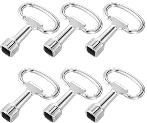 Yuanchu 6 Stück Vierkantschlüssel,Vierkantschlüsselhahn 8 mm Dornschlüssel Steckschlüssel Schaltschrankschlüssel Entlüftungsschlüssel Allzweckschlüssel Aus Zinklegierung Für Gas Wasserzähler Kasten