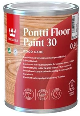 TIKKURILA Pontti Floor Paint 30 - Semi-Matt Full Coverage Durable Paint for Wooden Floors - 10 Litre