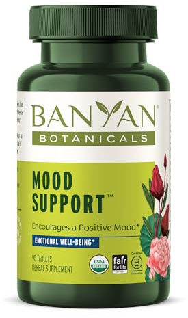 Banyan Botanicals Mood Support – Organic Herbal Mood Enhancing Supplement – Soothes Anxiousness & Provides Natural Mood Support* – 90 Tablets – Non-GMO Sustainably Sourced Vegan